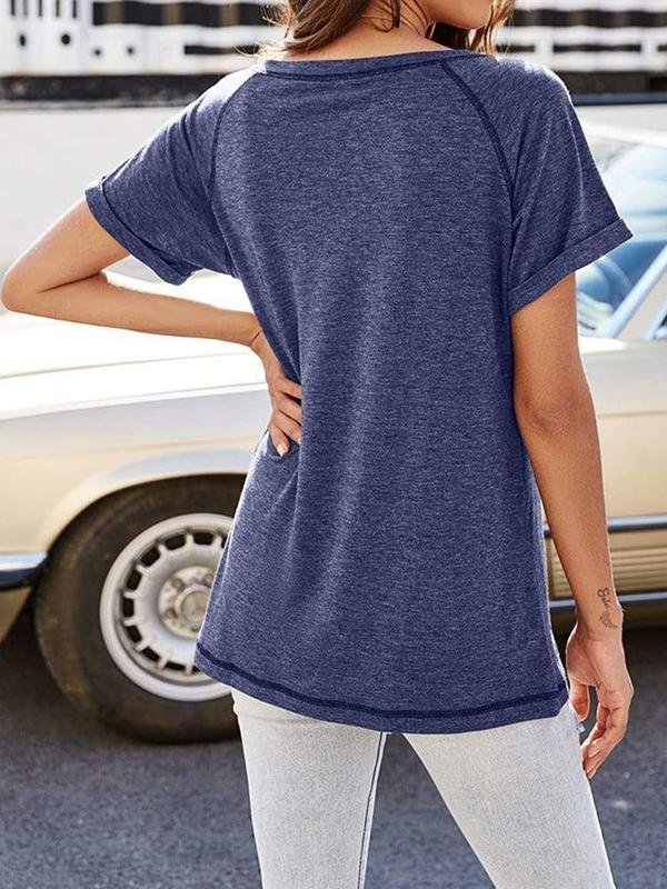 Women's Summer Patchwork Pure Color Crewneck T-Shirt - T-Shirts - INS | Online Fashion Free Shipping Clothing, Dresses, Tops, Shoes - 01/27/2021 - 2XL - Black