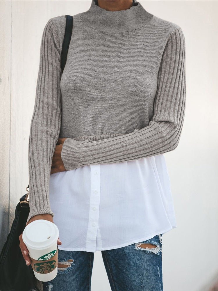 Women's Sweaters Button Panel Long Sleeve Slim Sweater - Sweaters - Instastyled | Online Fashion Free Shipping Clothing, Dresses, Tops, Shoes - 12/10/2022 - Color_Black - Color_Gray