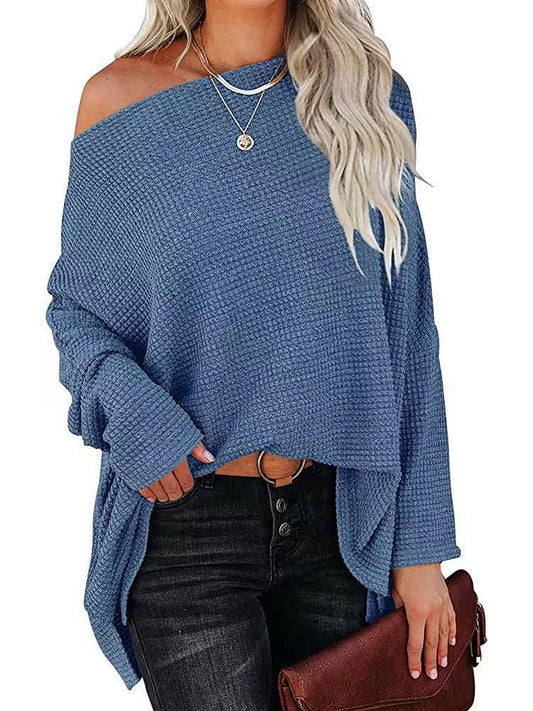 Sweaters - Casual Off Shoulder Knitting Pullover Long Sleeve Sweater - MsDressly