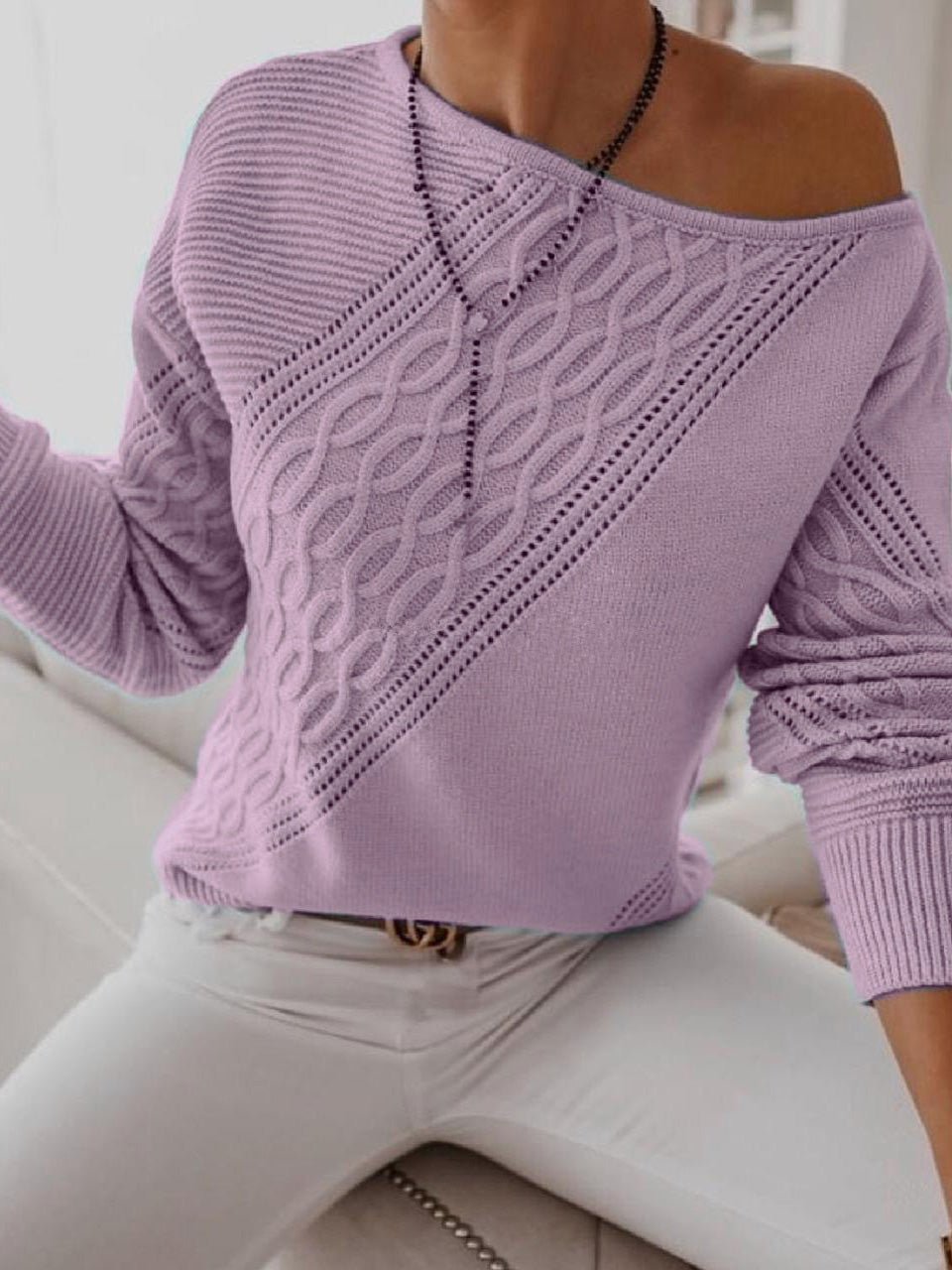 Women's Sweaters Casual Solid Sloping Shoulder Long Sleeve Sweater - Sweaters - Instastyled | Online Fashion Free Shipping Clothing, Dresses, Tops, Shoes - 02/09/2022 - 40-50 - cardigans-sweaters