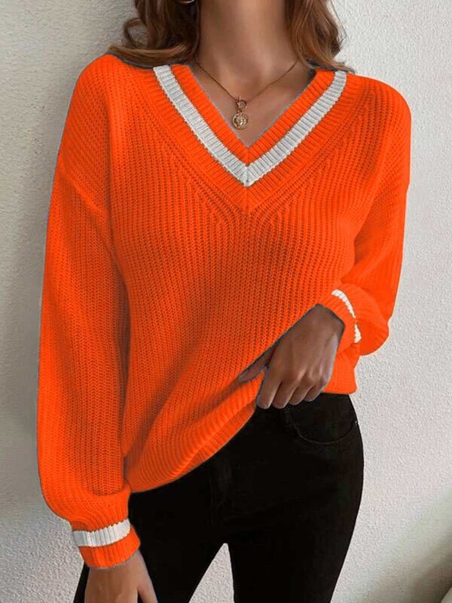 Women's Sweaters Casual V-Neck Pullover Long Sleeve Sweater - Cardigans & Sweaters - INS | Online Fashion Free Shipping Clothing, Dresses, Tops, Shoes - 04/11/2021 - 30-40 - Cardigans & Sweaters