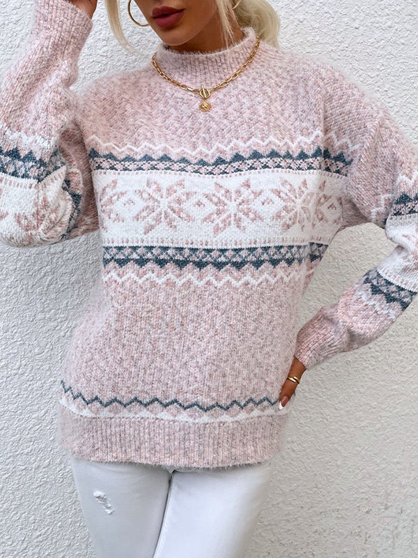 Women's Sweaters Christmas New Snow Print Half High Neck Sweater - Sweaters - Instastyled | Online Fashion Free Shipping Clothing, Dresses, Tops, Shoes - 26/12/2022 - 30-40 - cardigans-sweaters