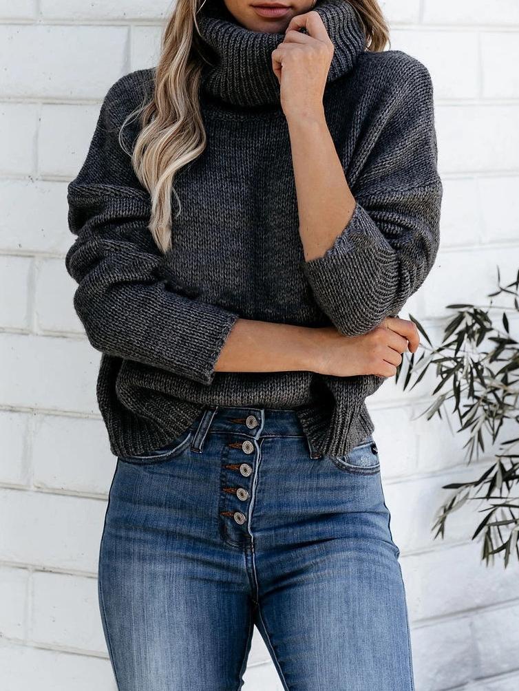 Women's Sweaters Commuter OL Turtleneck Bare Back Sweater - Cardigans & Sweaters - INS | Online Fashion Free Shipping Clothing, Dresses, Tops, Shoes - 30/09/2021 - Cardigans & Sweaters - Color_Blue
