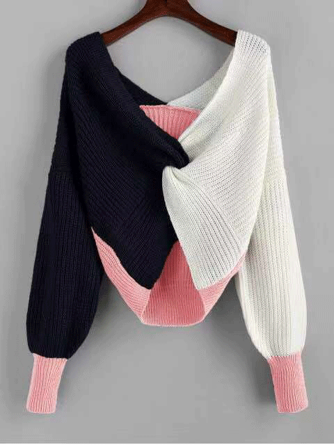 Women's Sweaters Contrast Twisted Long Sleeve Knitted Sweater - Cardigans & Sweaters - Instastyled | Online Fashion Free Shipping Clothing, Dresses, Tops, Shoes - 20/12/2021 - 30-40 - Cardigans & Sweaters