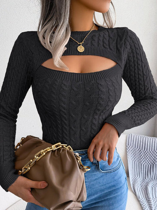 Women's Sweaters Cutout Twist Long Sleeve Sweater - Sweaters - Instastyled | Online Fashion Free Shipping Clothing, Dresses, Tops, Shoes - 20-30 - 24/11/2022 - cardigans-sweaters