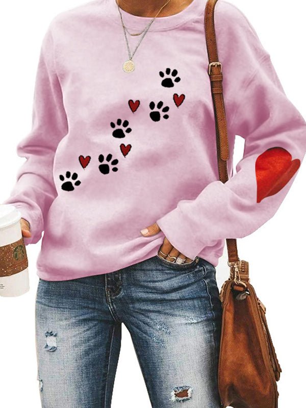 Women's Sweaters Dog Paw Print Round Neck Long Sleeve Sweater - Sweaters - Instastyled | Online Fashion Free Shipping Clothing, Dresses, Tops, Shoes - 10-20 - 21/12/2022 - Black