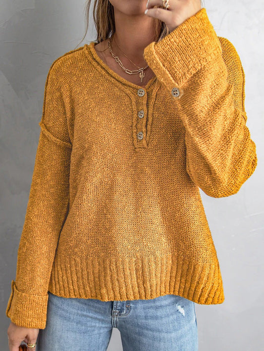Women's Sweaters Loose Button Knit Long Sleeve Sweater - Sweaters - Instastyled | Online Fashion Free Shipping Clothing, Dresses, Tops, Shoes - 12/08/2022 - Cardigans & Sweaters - Color_Black