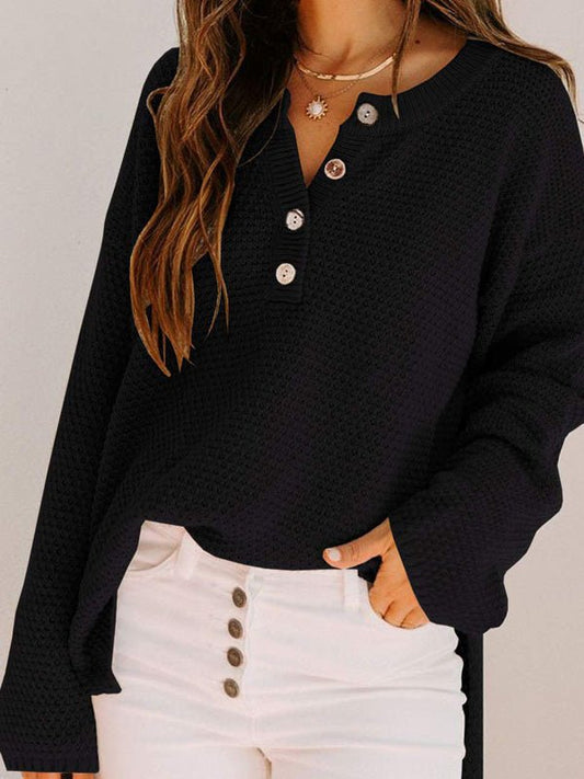 Women's Sweaters Loose Solid Button Long Sleeve Sweater - Sweaters - Instastyled | Online Fashion Free Shipping Clothing, Dresses, Tops, Shoes - 30-40 - 31/08/2022 - cardigans-sweaters