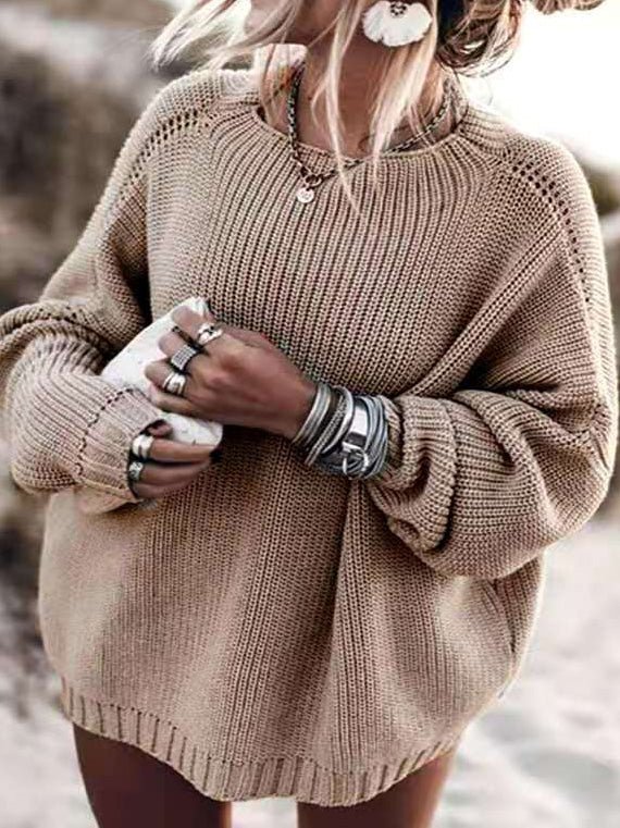 Women's Sweaters Loose Solid Long Sleeve Sweater - Sweaters - Instastyled | Online Fashion Free Shipping Clothing, Dresses, Tops, Shoes - 14/09/2022 - Color_Black - Color_Gray