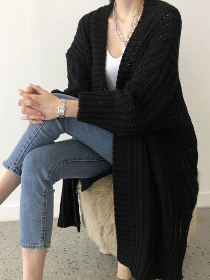 Women's Sweaters Loose Split Mid-Length Sweater Cardigan - Cardigans - Instastyled | Online Fashion Free Shipping Clothing, Dresses, Tops, Shoes - 13/08/2022 - Cardigans - Cardigans & Sweaters