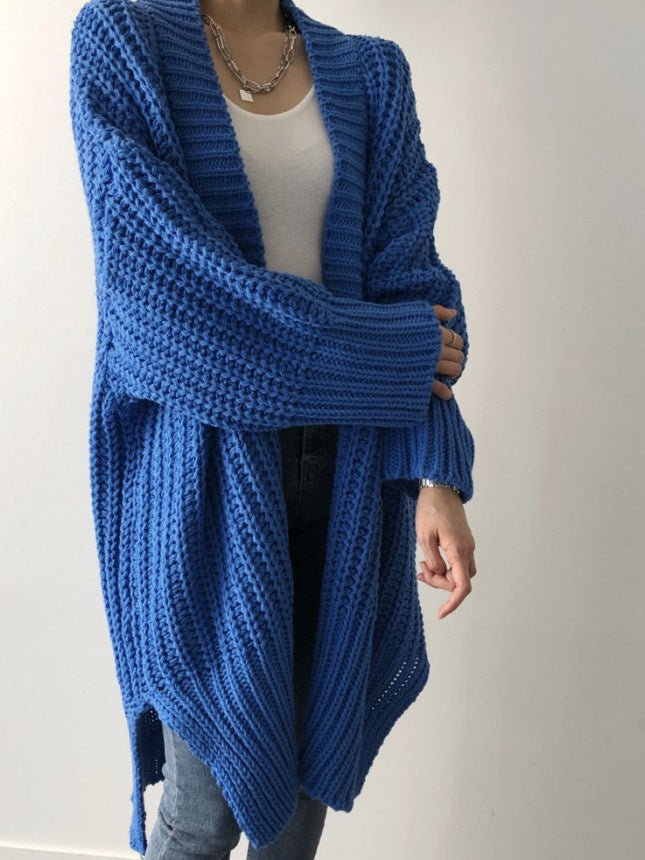 Women's Sweaters Loose Split Mid-Length Sweater Cardigan - Cardigans - Instastyled | Online Fashion Free Shipping Clothing, Dresses, Tops, Shoes - 13/08/2022 - Cardigans - Cardigans & Sweaters
