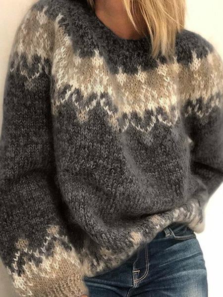 Women's Sweaters Mohair Jacquard Chunky Knit Sweater - Cardigans & Sweaters - INS | Online Fashion Free Shipping Clothing, Dresses, Tops, Shoes - 22/10/2021 - 30-40 - Cardigans & Sweaters