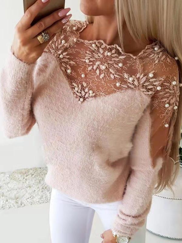 Women's Sweaters Net Yarn Jacquard Stitching Long Sleeve Knitted Sweater - Cardigans & Sweaters - INS | Online Fashion Free Shipping Clothing, Dresses, Tops, Shoes - 18/10/2021 - 20-30 - Cardigans & Sweaters