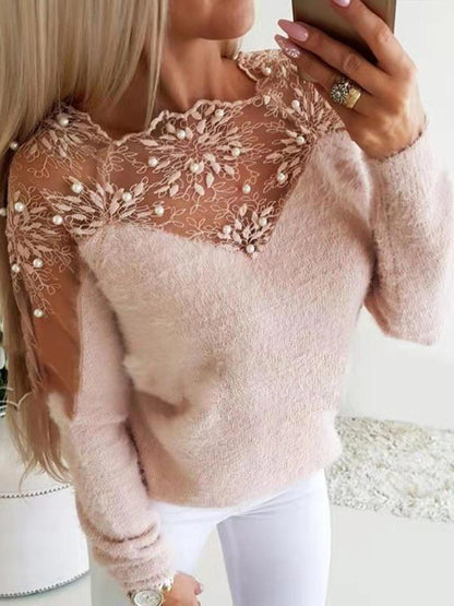 Women's Sweaters Net Yarn Jacquard Stitching Long Sleeve Knitted Sweater - Cardigans & Sweaters - INS | Online Fashion Free Shipping Clothing, Dresses, Tops, Shoes - 18/10/2021 - 20-30 - Cardigans & Sweaters