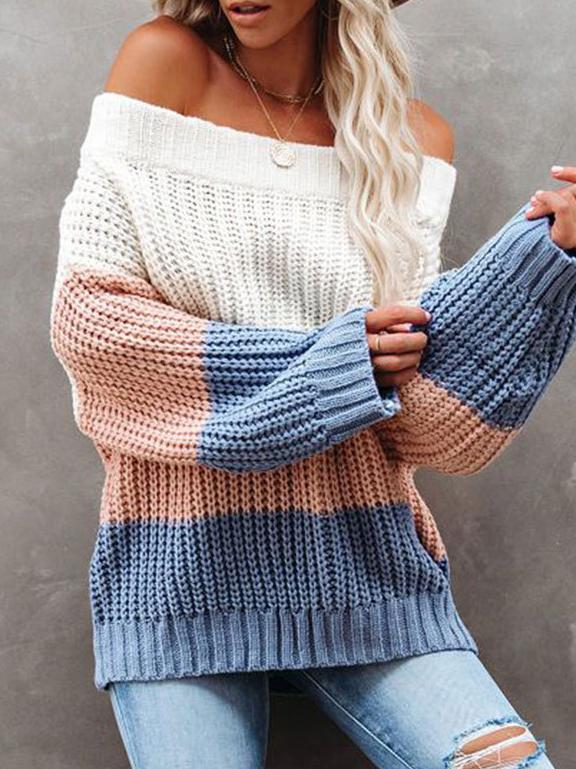 Women's Sweaters One Word Collar Pullover Long Sleeve Sweater - Cardigans & Sweaters - INS | Online Fashion Free Shipping Clothing, Dresses, Tops, Shoes - 17/11/2021 - 40-50 - Cardigans & Sweaters