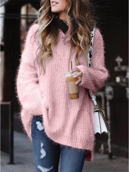 Women's Sweaters Plush Long Sleeve Pullover Knit Sweater - Cardigans & Sweaters - INS | Online Fashion Free Shipping Clothing, Dresses, Tops, Shoes - 27/10/2021 - 30-40 - Cardigans & Sweaters