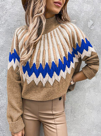 Women's Sweaters Printed Turtleneck Long Sleeve Knit Sweater - Cardigans & Sweaters - INS | Online Fashion Free Shipping Clothing, Dresses, Tops, Shoes - 08/10/2021 - 20-30 - Cardigans & Sweaters