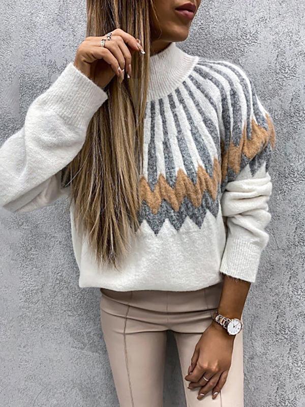 Women's Sweaters Printed Turtleneck Long Sleeve Knit Sweater - Cardigans & Sweaters - INS | Online Fashion Free Shipping Clothing, Dresses, Tops, Shoes - 08/10/2021 - 20-30 - Cardigans & Sweaters