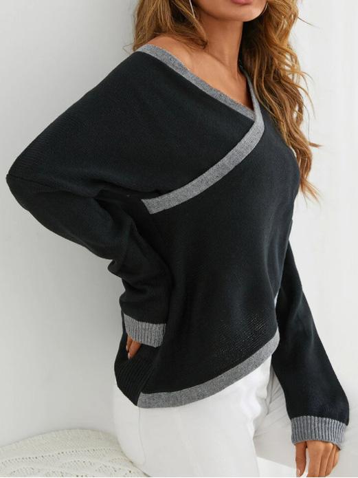 Women's Sweaters Retro Loose Simple V-Neck Knitted Sweater - Sweaters - INS | Online Fashion Free Shipping Clothing, Dresses, Tops, Shoes - 11/08/2021 - 30-40 - color-black