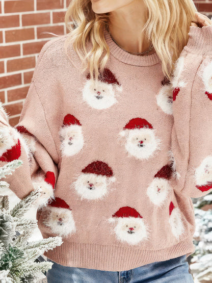 Sweaters - Santa Claus Crew Neck Long Sleeve Sweater - MsDressly