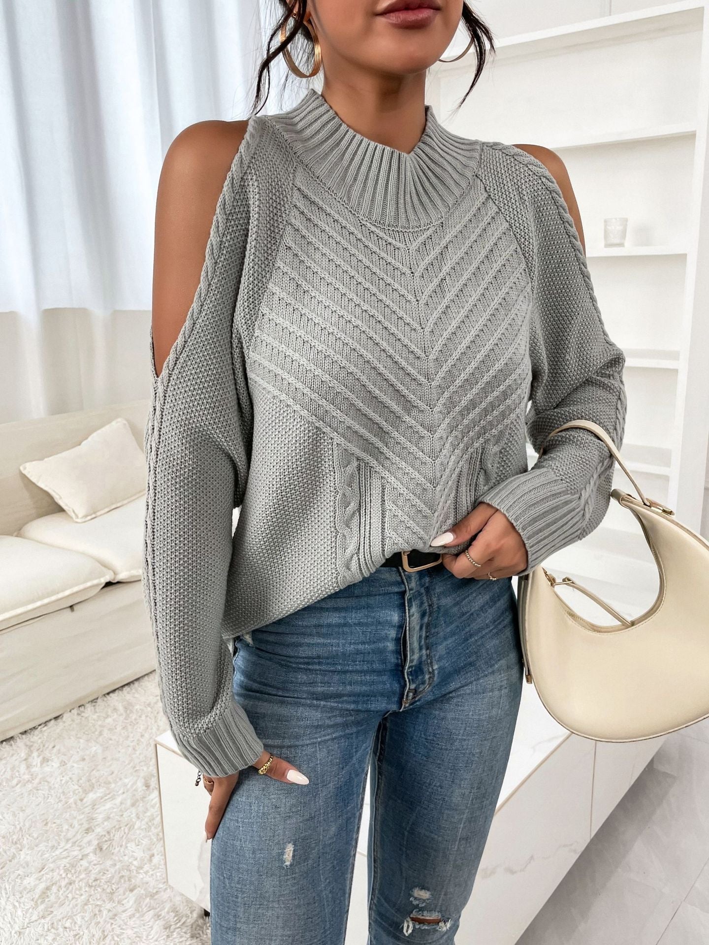 Women's Sweaters Solid Off-Shoulder Long Sleeve Sweater - Sweaters - Instastyled | Online Fashion Free Shipping Clothing, Dresses, Tops, Shoes - 19/09/2022 - Color_Black - Color_Blue