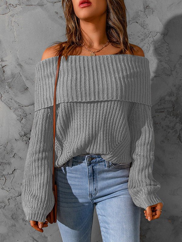 Women's Sweaters Solid One Shoulder Long Sleeve Sweater - Sweaters - Instastyled | Online Fashion Free Shipping Clothing, Dresses, Tops, Shoes - 15/08/2022 - 30-40 - cardigans-sweaters