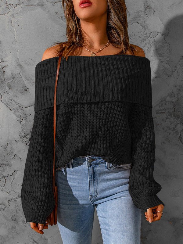 Women's Sweaters Solid One Shoulder Long Sleeve Sweater - Sweaters - Instastyled | Online Fashion Free Shipping Clothing, Dresses, Tops, Shoes - 15/08/2022 - 30-40 - cardigans-sweaters