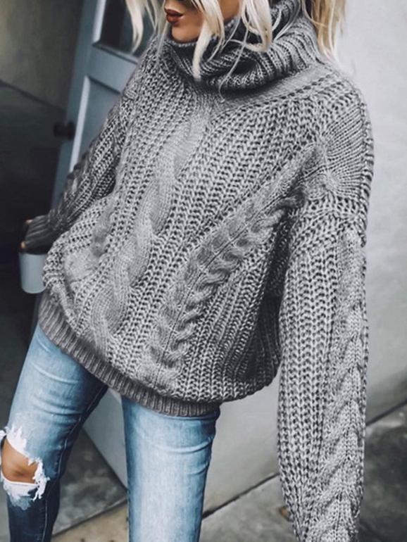 Women's Sweaters Solid Turtleneck Long Sleeve Knit Sweaters - Cardigans & Sweaters - INS | Online Fashion Free Shipping Clothing, Dresses, Tops, Shoes - 05/11/2021 - 30-40 - Cardigans & Sweaters