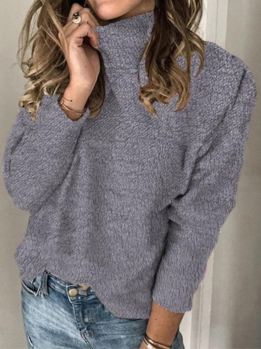 Women's Sweaters Solid Turtleneck Long Sleeve Plush Sweater - Cardigans & Sweaters - INS | Online Fashion Free Shipping Clothing, Dresses, Tops, Shoes - 10-20 - 21/08/2021 - Cardigans & Sweaters