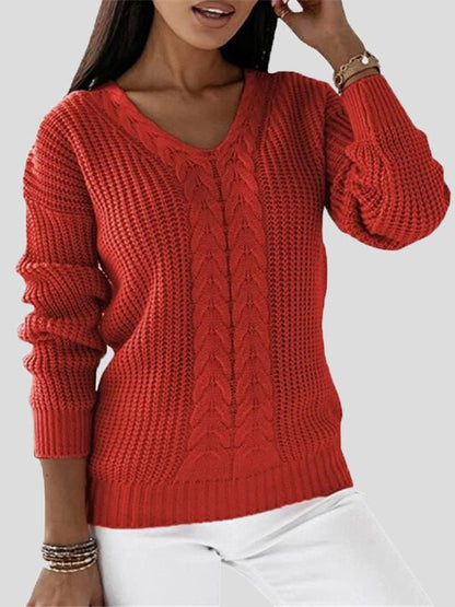 Women's Sweaters Solid V-Neck Long Sleeve Casual Sweater - Sweaters - Instastyled | Online Fashion Free Shipping Clothing, Dresses, Tops, Shoes - 01/09/2022 - 40-50 - cardigans-sweaters