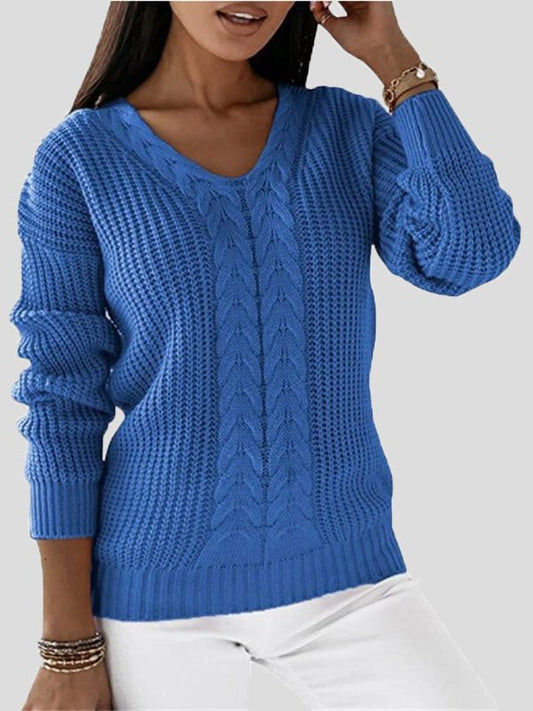 Women's Sweaters Solid V-Neck Long Sleeve Casual Sweater - Sweaters - Instastyled | Online Fashion Free Shipping Clothing, Dresses, Tops, Shoes - 01/09/2022 - 40-50 - cardigans-sweaters