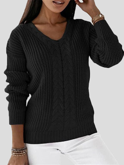 Women's Sweaters Solid V-Neck Long Sleeve Casual Sweater - Sweaters - Instastyled | Online Fashion Free Shipping Clothing, Dresses, Tops, Shoes - 01/09/2022 - 40-50 - cardigans-sweaters