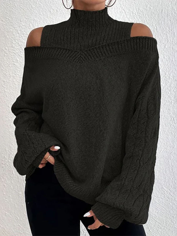 Women's Sweaters Turtleneck Off Shoulder Balloon Sleeve Sweater - Sweaters - Instastyled | Online Fashion Free Shipping Clothing, Dresses, Tops, Shoes - 05/11/2022 - 40-50 - cardigans-sweaters
