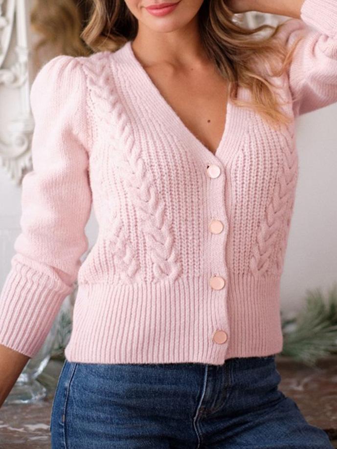 Women's Sweaters V-Neck Button Twist Long Sleeve Cardigan Sweater - Cardigans & Sweaters - Instastyled | Online Fashion Free Shipping Clothing, Dresses, Tops, Shoes - 03/12/2021 - 30-40 - Cardigans & Sweaters