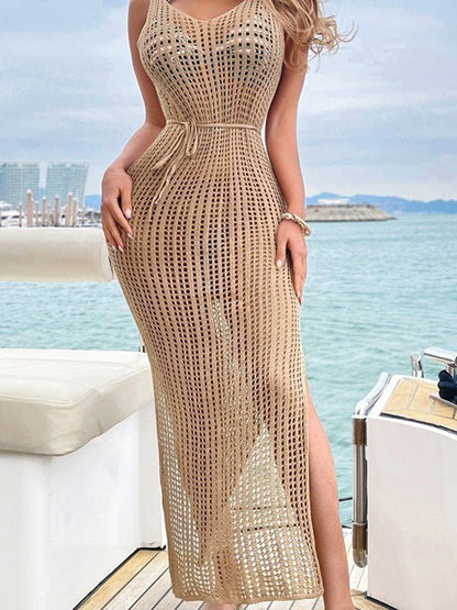 Women's Swimsuit Beach Casual Sling Knit Cover Up Dress - Bikinis - Instastyled | Online Fashion Free Shipping Clothing, Dresses, Tops, Shoes - 10/05/2022 - Bikinis - Color_Apricot