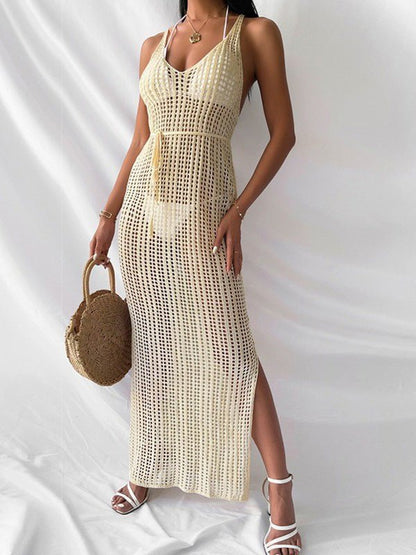 Women's Swimsuit Beach Casual Sling Knit Cover Up Dress - Bikinis - Instastyled | Online Fashion Free Shipping Clothing, Dresses, Tops, Shoes - 10/05/2022 - Bikinis - Color_Apricot
