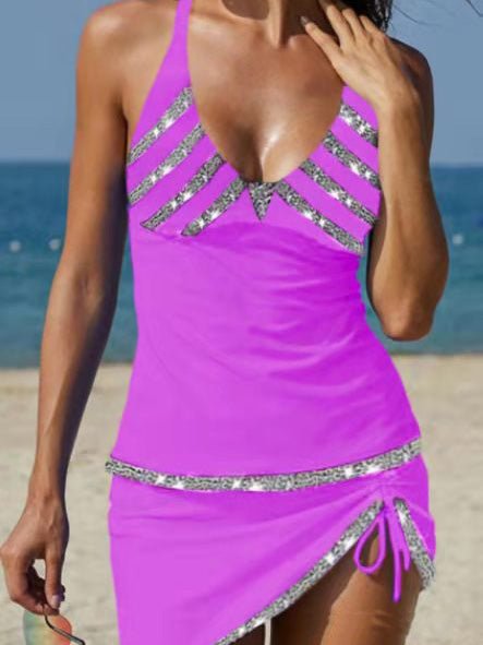 Women's Swimsuit Drawstring V-Neck Print Swimsuit - Bikinis - Instastyled | Online Fashion Free Shipping Clothing, Dresses, Tops, Shoes - 07/04/2022 - 30-40 - Bikinis