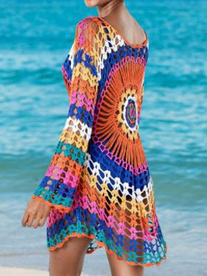 Women's Swimsuit Knit Cutout Bikini Long Sleeve Cover Up - Bikinis - Instastyled | Online Fashion Free Shipping Clothing, Dresses, Tops, Shoes - 09/06/2022 - Bikinis - Color_Multicolor