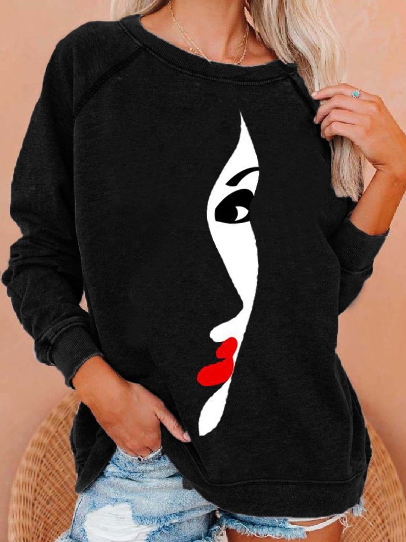 Women's T-Shirts Abstract Print Long Sleeve Round Neck T-Shirts - T-Shirts - INS | Online Fashion Free Shipping Clothing, Dresses, Tops, Shoes - 13/09/2021 - 20-30 - Category_T-Shirts