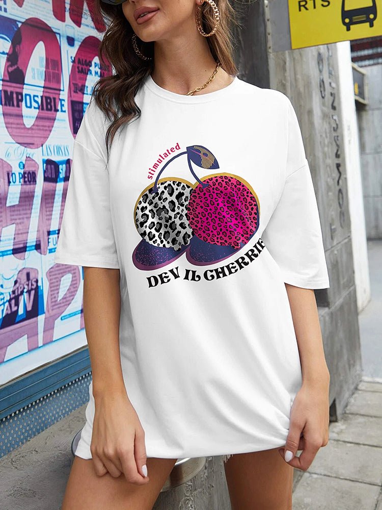 Women's T-Shirts Casual Mid Sleeve Cotton Printed T-Shirt - T-Shirts - Instastyled | Online Fashion Free Shipping Clothing, Dresses, Tops, Shoes - 3/12/2022 - Color_Black - Color_Dark_ Grey