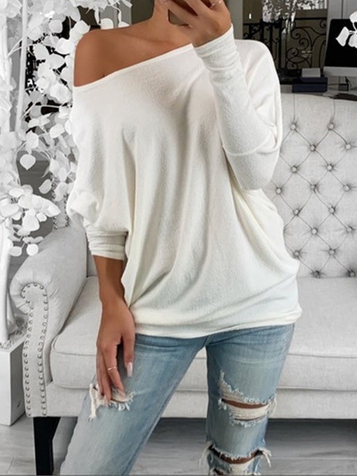 Women's T-Shirts Casual Sloping Shoulder Long Sleeve T-Shirt - T-Shirts - Instastyled | Online Fashion Free Shipping Clothing, Dresses, Tops, Shoes - 06/01/2022 - 20-30 - color-black