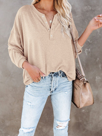 Women's T-Shirts Casual V-Neck Button Loose Cashmere Knit T-Shirts - T-Shirts - INS | Online Fashion Free Shipping Clothing, Dresses, Tops, Shoes - 09/08/2021 - 20-30 - Category_T-Shirts