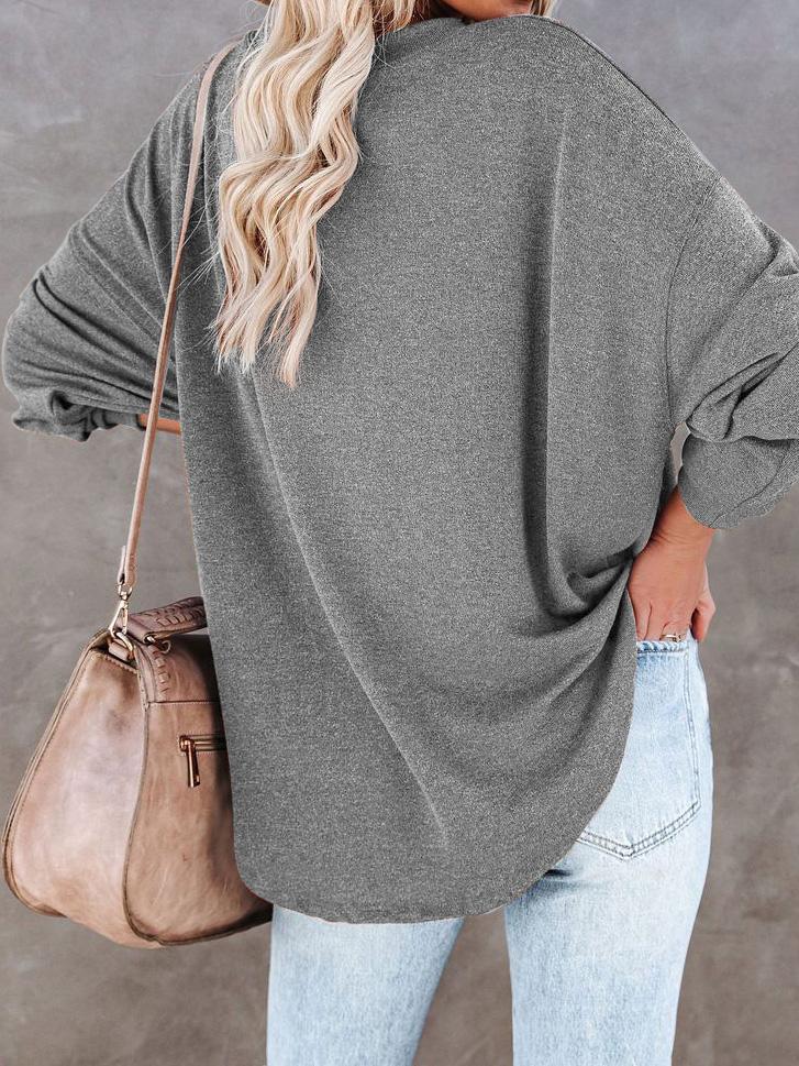 Women's T-Shirts Casual V-Neck Button Loose Cashmere Knit T-Shirts - T-Shirts - INS | Online Fashion Free Shipping Clothing, Dresses, Tops, Shoes - 09/08/2021 - 20-30 - Category_T-Shirts