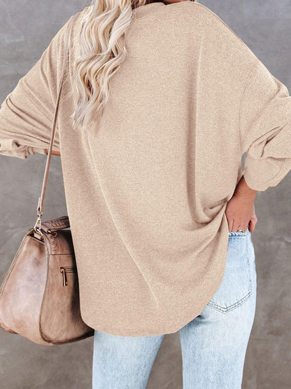 Women's T-Shirts Casual V-Neck Button Loose Cashmere Knit T-Shirts - T-Shirts - INS | Online Fashion Free Shipping Clothing, Dresses, Tops, Shoes - 09/08/2021 - 20-30 - Category_T-Shirts