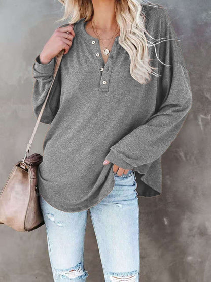 Women's T-Shirts Casual V-Neck Button Loose Cashmere Knit T-Shirts - T-Shirts - INS | Online Fashion Free Shipping Clothing, Dresses, Tops, Shoes - 09/08/2021 - 20-30 - Category_T-Shirts