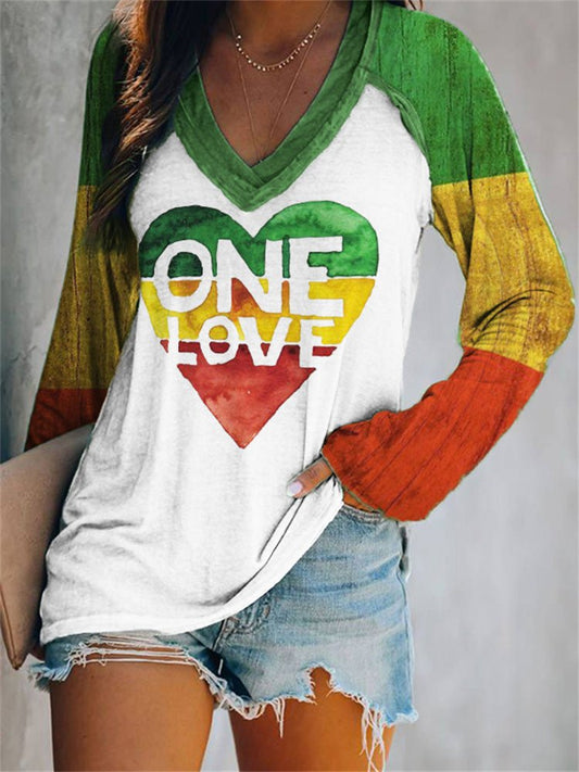 Women's T-Shirts Casual V-Neck Printed Long Sleeve T-Shirt - T-Shirts - Instastyled | Online Fashion Free Shipping Clothing, Dresses, Tops, Shoes - 05/09/2022 - color-white - Color_White