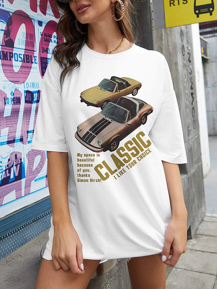 Women's T-Shirts Classic Mid Sleeve Printed T-Shirt - T-Shirts - Instastyled | Online Fashion Free Shipping Clothing, Dresses, Tops, Shoes - 3/12/2022 - Color_Black - Color_Dark_ Grey