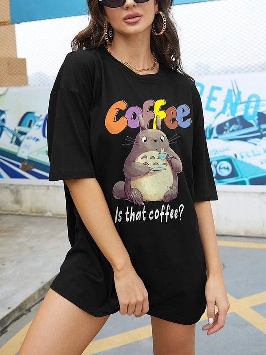 Women's T-Shirts Cute Mid Sleeve Cartoon Printed T-Shirt - T-Shirts - Instastyled | Online Fashion Free Shipping Clothing, Dresses, Tops, Shoes - 3/12/2022 - Color_Black - Color_Dark_ Grey