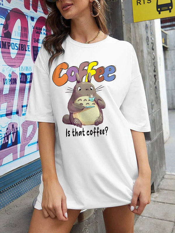 Women's T-Shirts Cute Mid Sleeve Cartoon Printed T-Shirt - T-Shirts - Instastyled | Online Fashion Free Shipping Clothing, Dresses, Tops, Shoes - 3/12/2022 - Color_Black - Color_Dark_ Grey