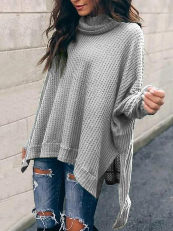Women's T-Shirts High Collar Long Sleeve Irregular Knitted T-Shirt - T-Shirts - INS | Online Fashion Free Shipping Clothing, Dresses, Tops, Shoes - 03/11/2021 - 20-30 - color-army_green